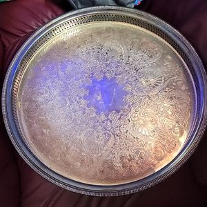 W. Roger's Etched silver plate serving tray.